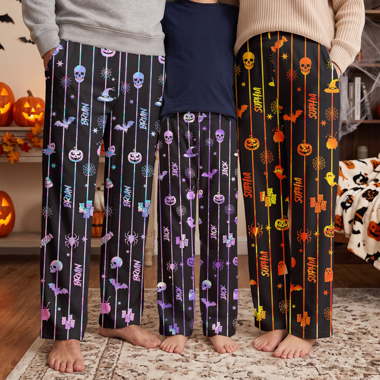Custom-Name-Spooky-Halloween-Family-Matching-Outfits-Personalized-Lounge-Pants-1