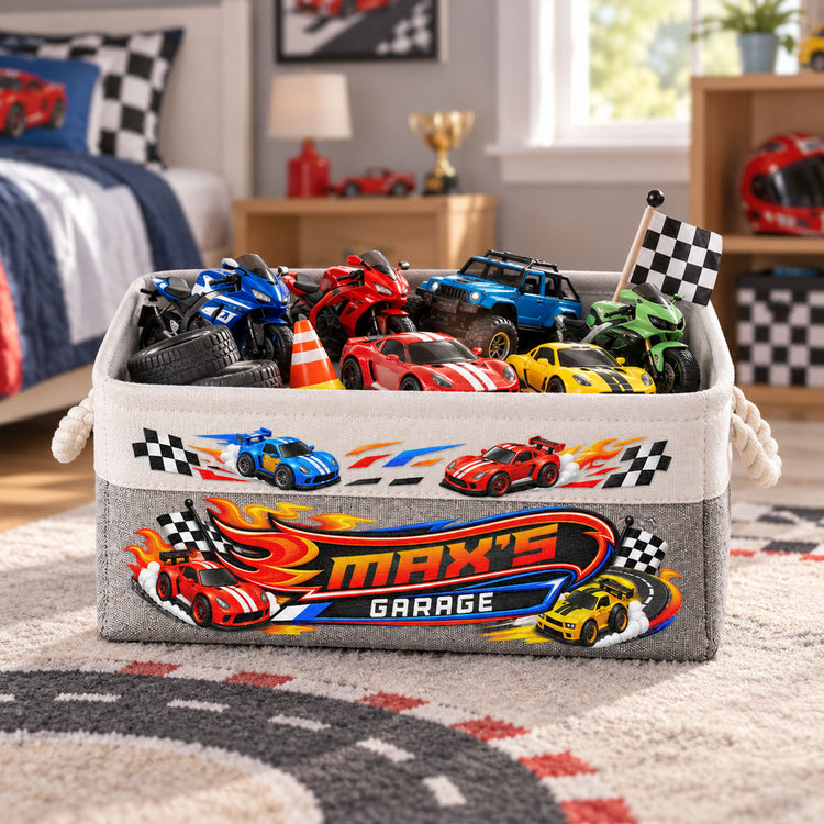 Custom-Name-Toys-Cars-Storage-For-Son,-Vehicles-Storage,-Boys-Birthday-Gift-Personalized-Storage-Basket-3