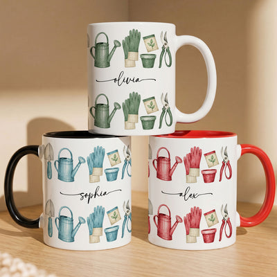 Custom Name Watercolor Style Gardening Mug - Personalized Mug