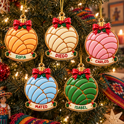 Custom Navidad Concha Pan Dulce Ornament Gift For Kids Grandkids - Personalized Ornament