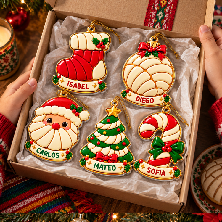 Custom-Navidad-Concha-Pan-Dulce-Ornament-Gift-For-Kids-Grandkids-Personalized-Ornament2