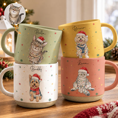 Custom Pet Christmas Vibe Gifts For Pet Lovers - Personalized Pottery Mug