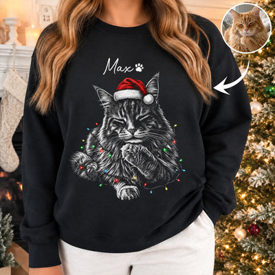 Custom Pet Christmas With Photo & Name Gift For Pet Lovers - Personalized Sweatshirt