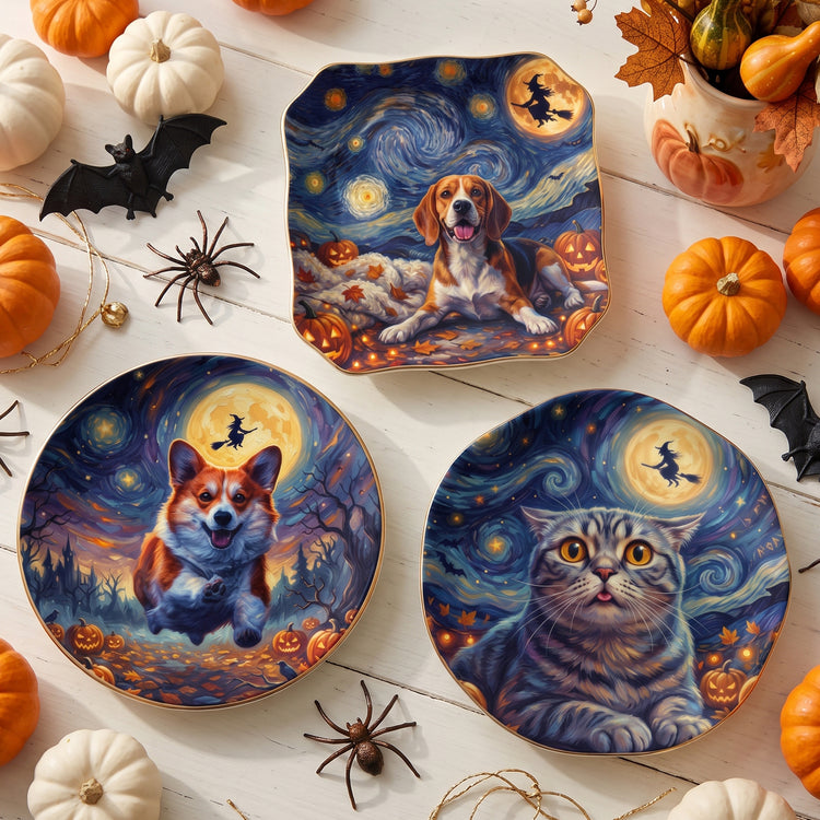 Custom-Pet-Dog-Cat-Portrait-Halloween-Van-Gogh-Style-Personalized-Jewelry-Dish1