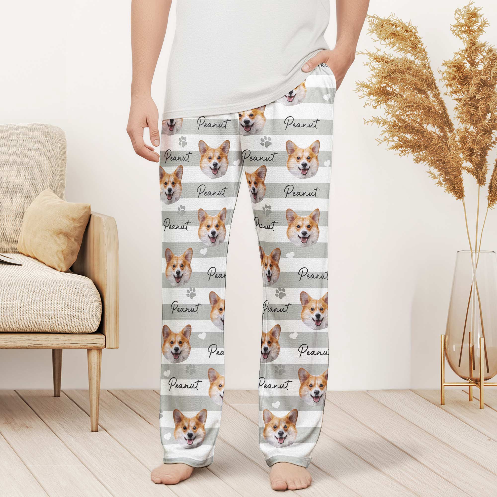 Custom_Pet_Face_Striped_Pattern_Gift_For_Pet_Lovers_Personalized_Lounge_Pants_2