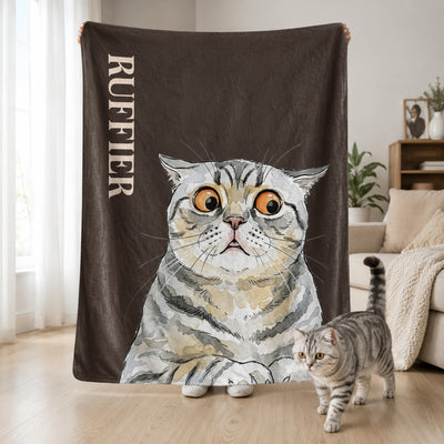 Custom Pet Funny Photo Watercolor Art - Personalized Blanket
