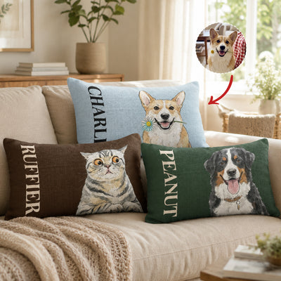 Custom Pet Funny Style Art Watercolor - Personalized Pillow Cover