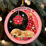 Custom-Pet-Name-Christmas-Memorial-Ornament,-Pet-Loss-Remembrance-Gift,-Sea-Glass-3D-Effect-Paw-Print-Personalized-Ornament