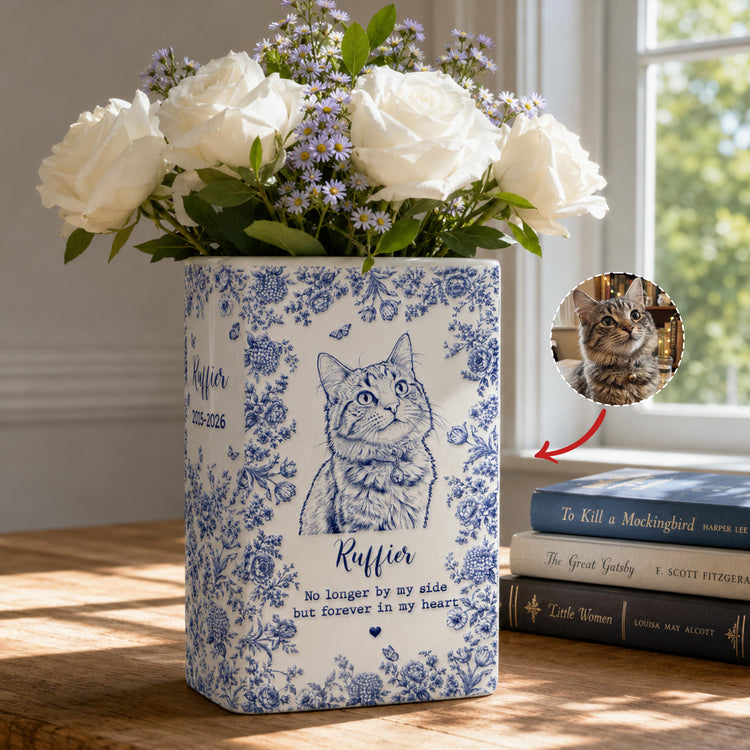 Custom-Pet-Photo-Ceramic-Book-Vase-Memorial-Gifts-Sketch-Art-Personalized-Vase-1