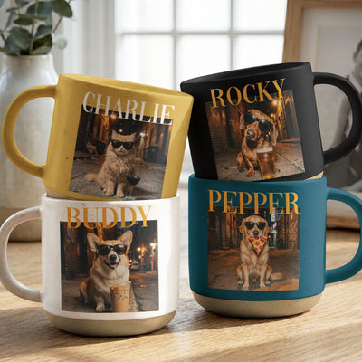 Custom Pet Photo Meme Vintage Graphic Pottery Mug - Personalized Mug