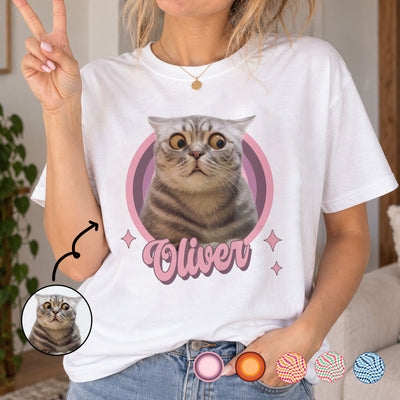Custom Pet Photo & Name Vintage Retro Pet Shirt For Pet Lovers - Personalized Shirt
