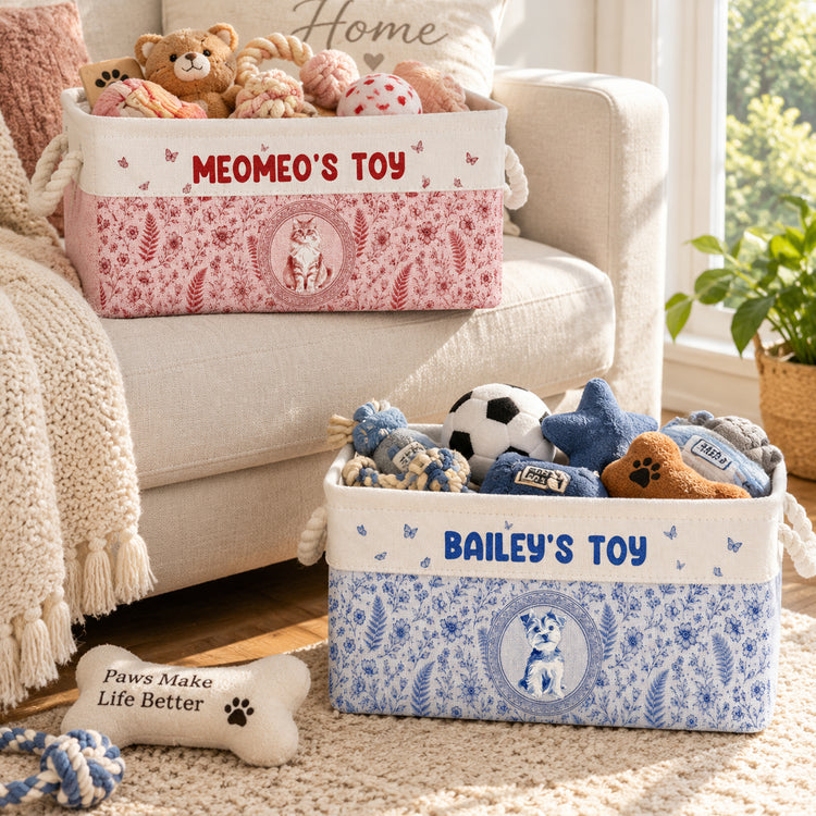 Custom-Pet-Photo-Toy-Basket-Toy-Bag,-Dog-Toy-Basket,-Pet-Storage-Basket,-Pet-Accessory,-New-Puppy-Gift,-Toy-Box-Personalized-Storage-Basket-1