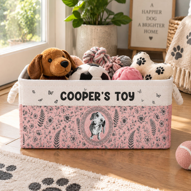 Custom-Pet-Photo-Toy-Basket-Toy-Bag,-Dog-Toy-Basket,-Pet-Storage-Basket,-Pet-Accessory,-New-Puppy-Gift,-Toy-Box-Personalized-Storage-Basket-2