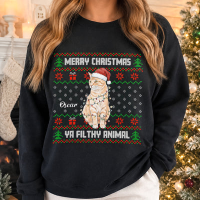 Custom Pet Photo Ugly Christmas Sweatshirt Pet Lovers Gift - Personalized Sweatshirt