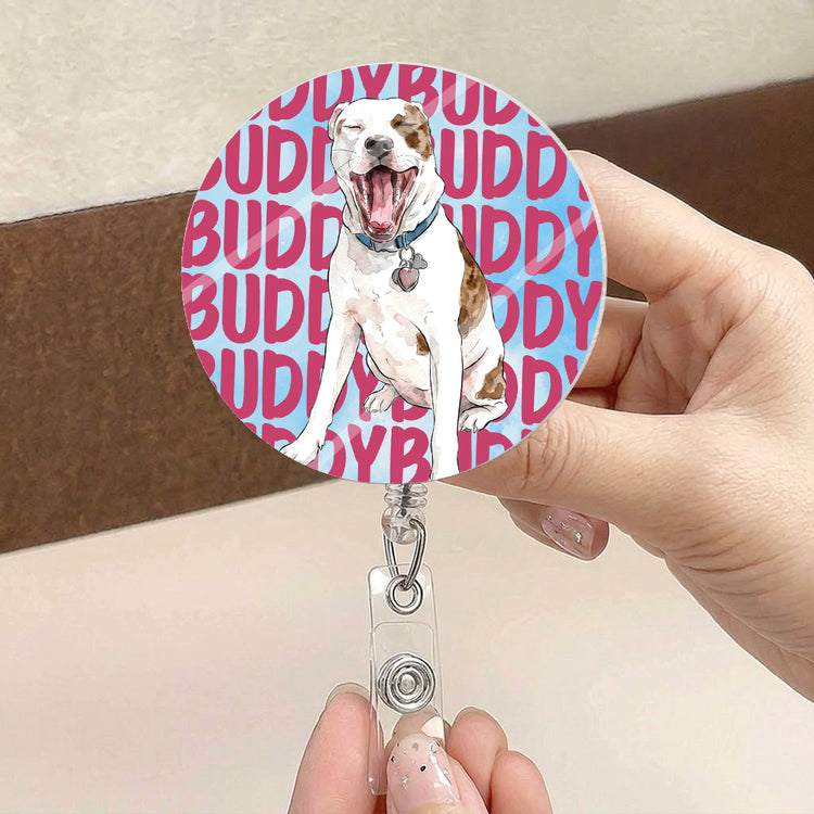Custom-Pet-Photo-Watercolor-Art-Colorful-Name-Personalized-Badge-Reel-3