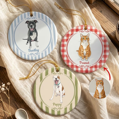 Custom Pet Photo Watercolor Christmas Gifts For Pet Lovers - Personalized Ornament