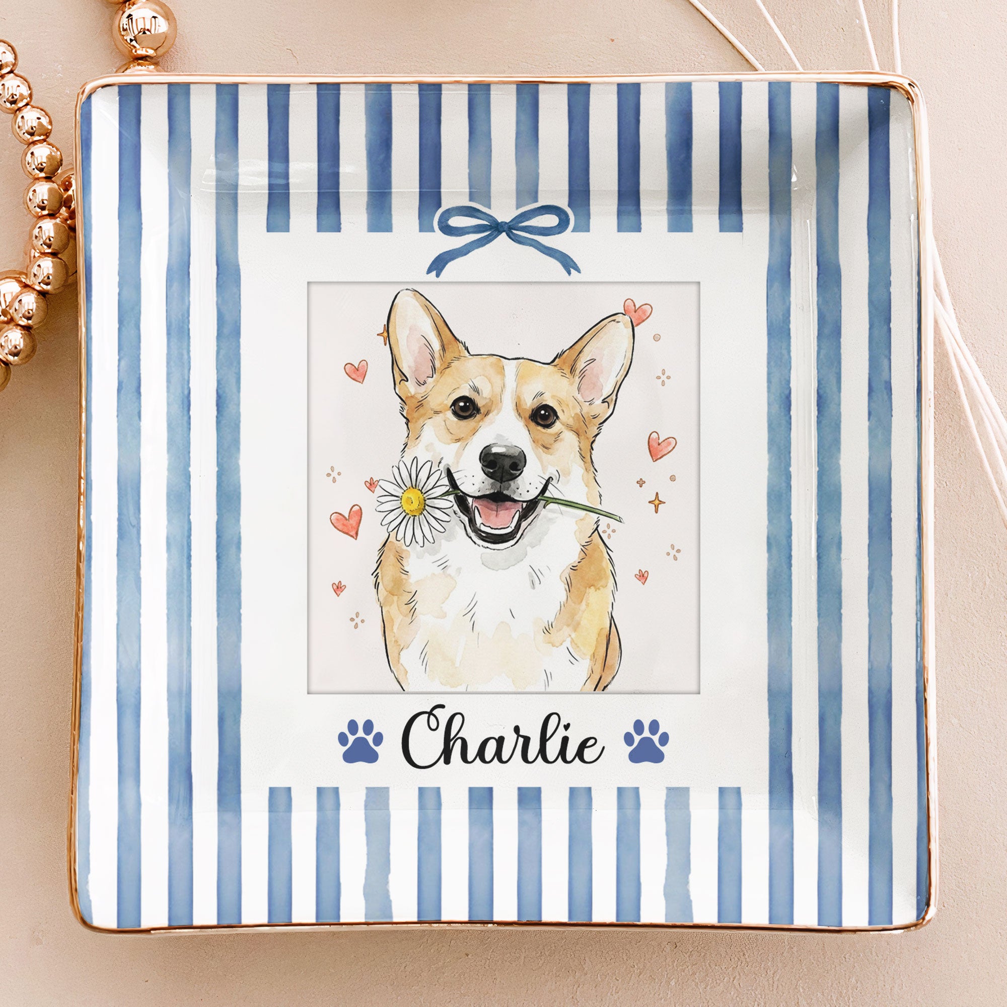 Custom-Pet-Photo-Watercolor-Striped-Pattern-Personalized-Jewelry-Dish-2