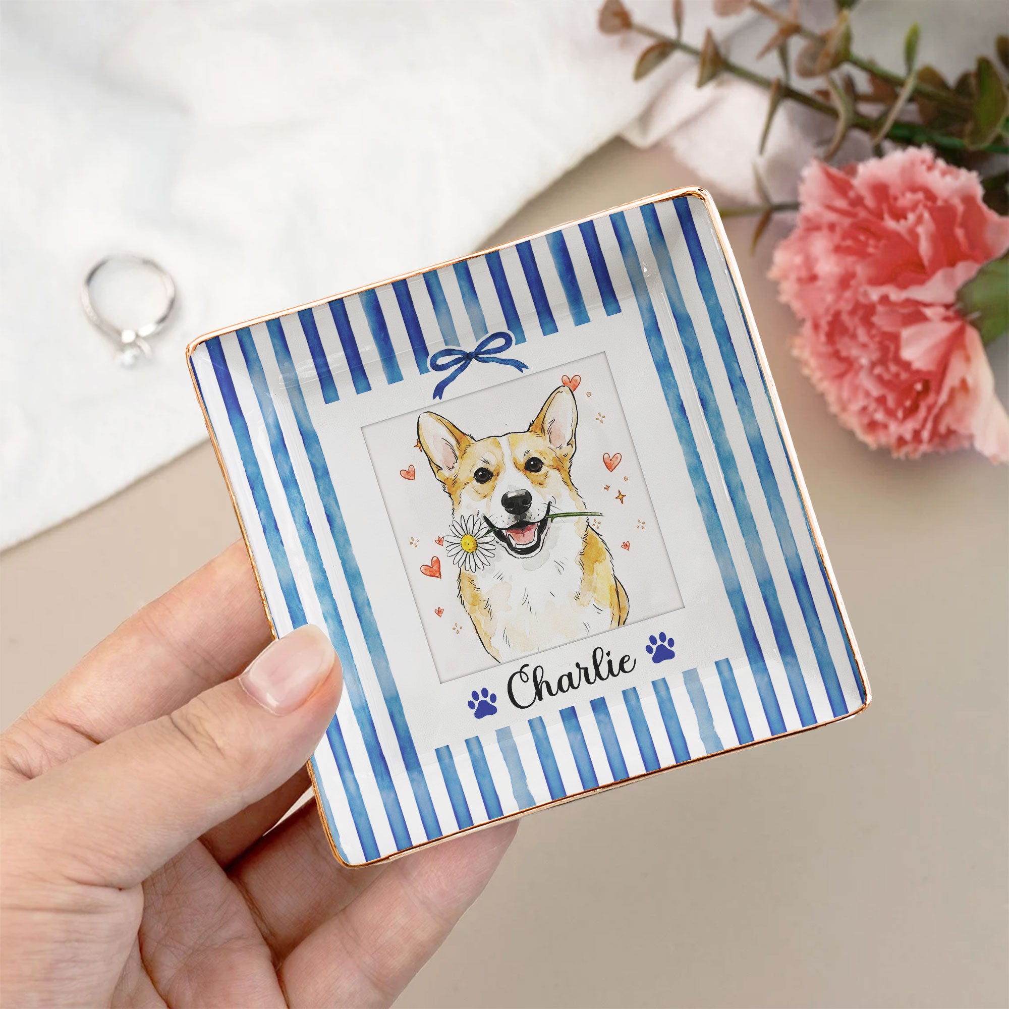 Custom-Pet-Photo-Watercolor-Striped-Pattern-Personalized-Jewelry-Dish-6