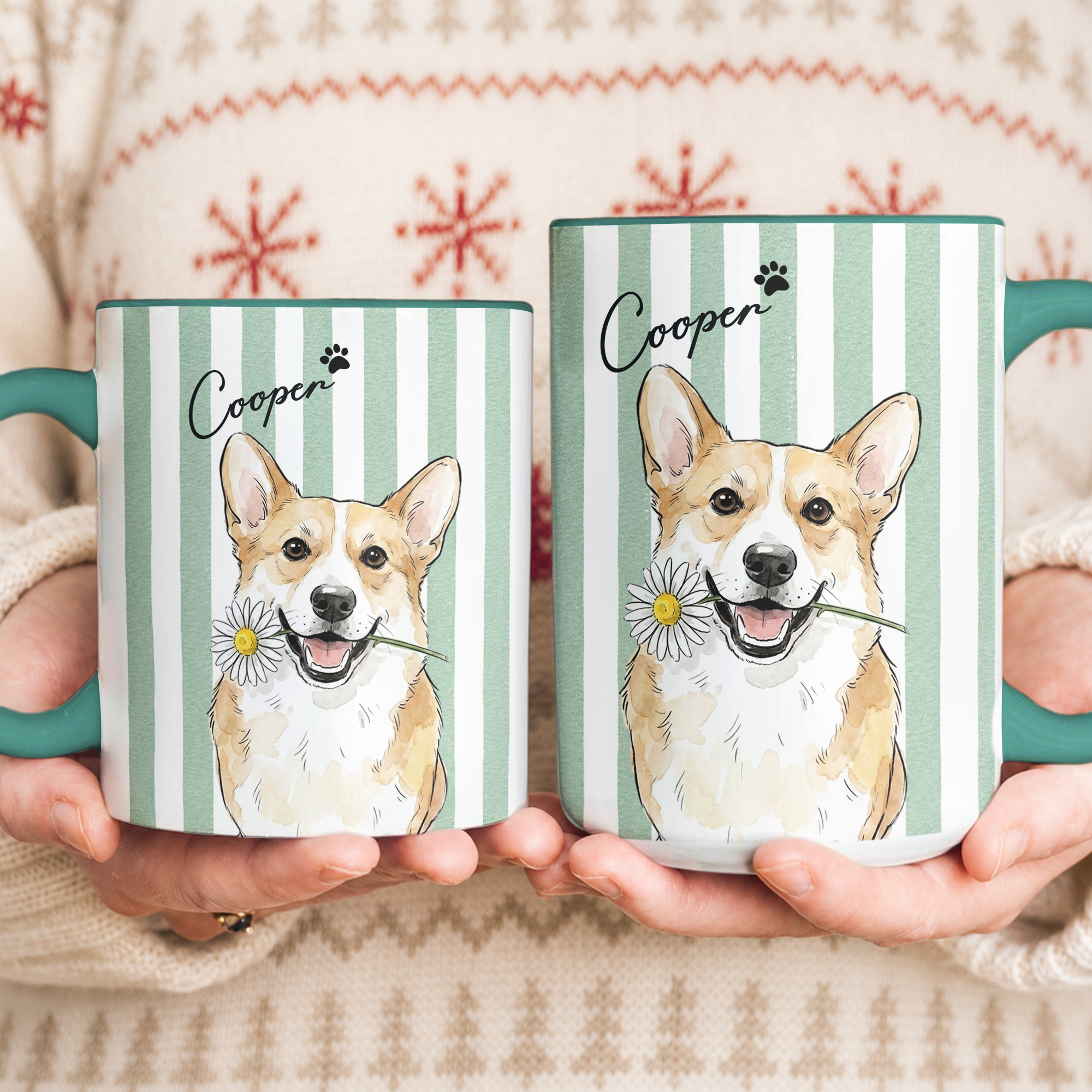 Custom-Pet-Photo-Watercolor-Striped-Patterns-New-Version-Pet-Lovers-Gifts-Personalized-Mug-4