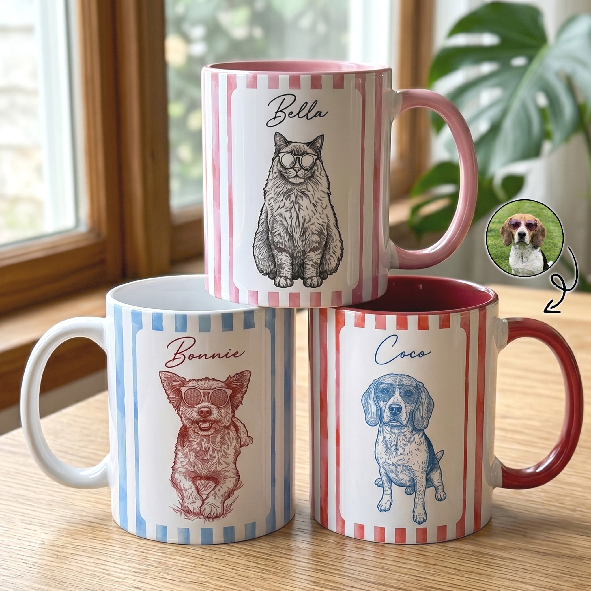 Custom-Pet-Portraied-Sketch-Line-Art-Striped-Pattern-Personalized-Mug-1