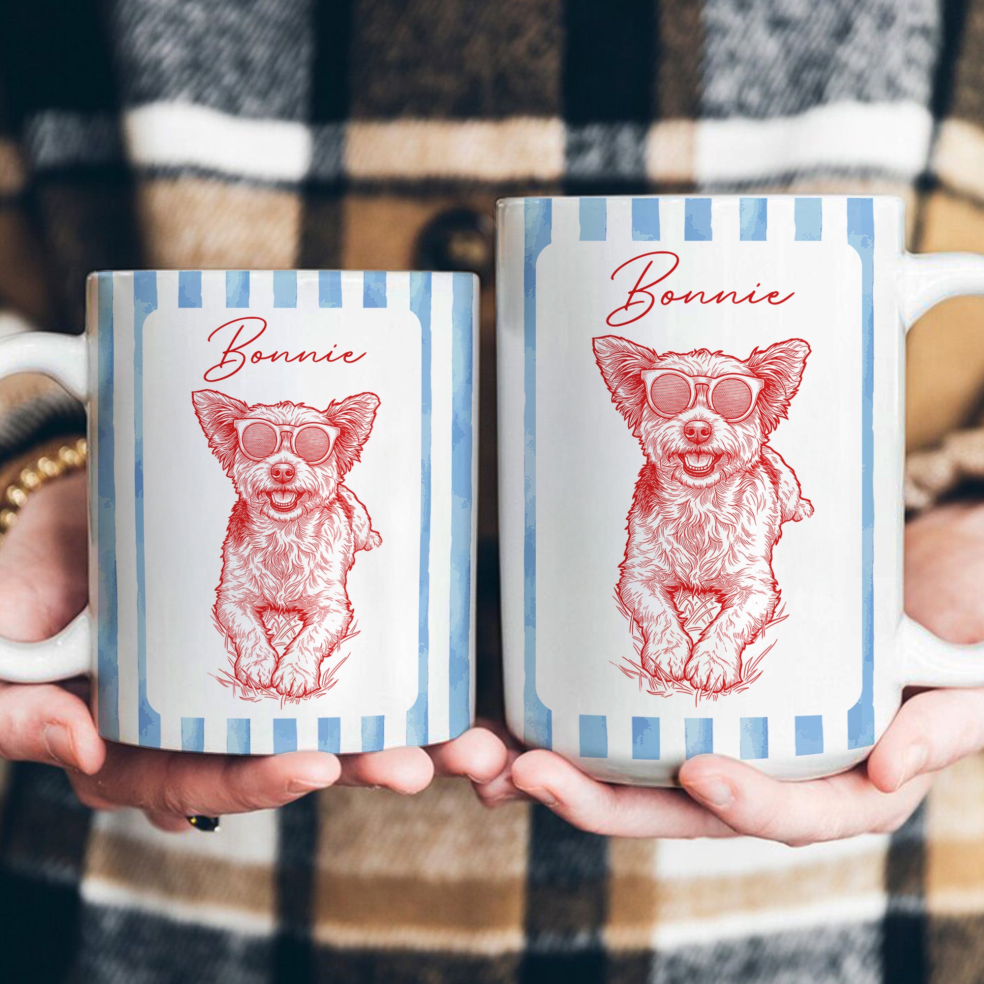 Custom-Pet-Portraied-Sketch-Line-Art-Striped-Pattern-Personalized-Mug-3
