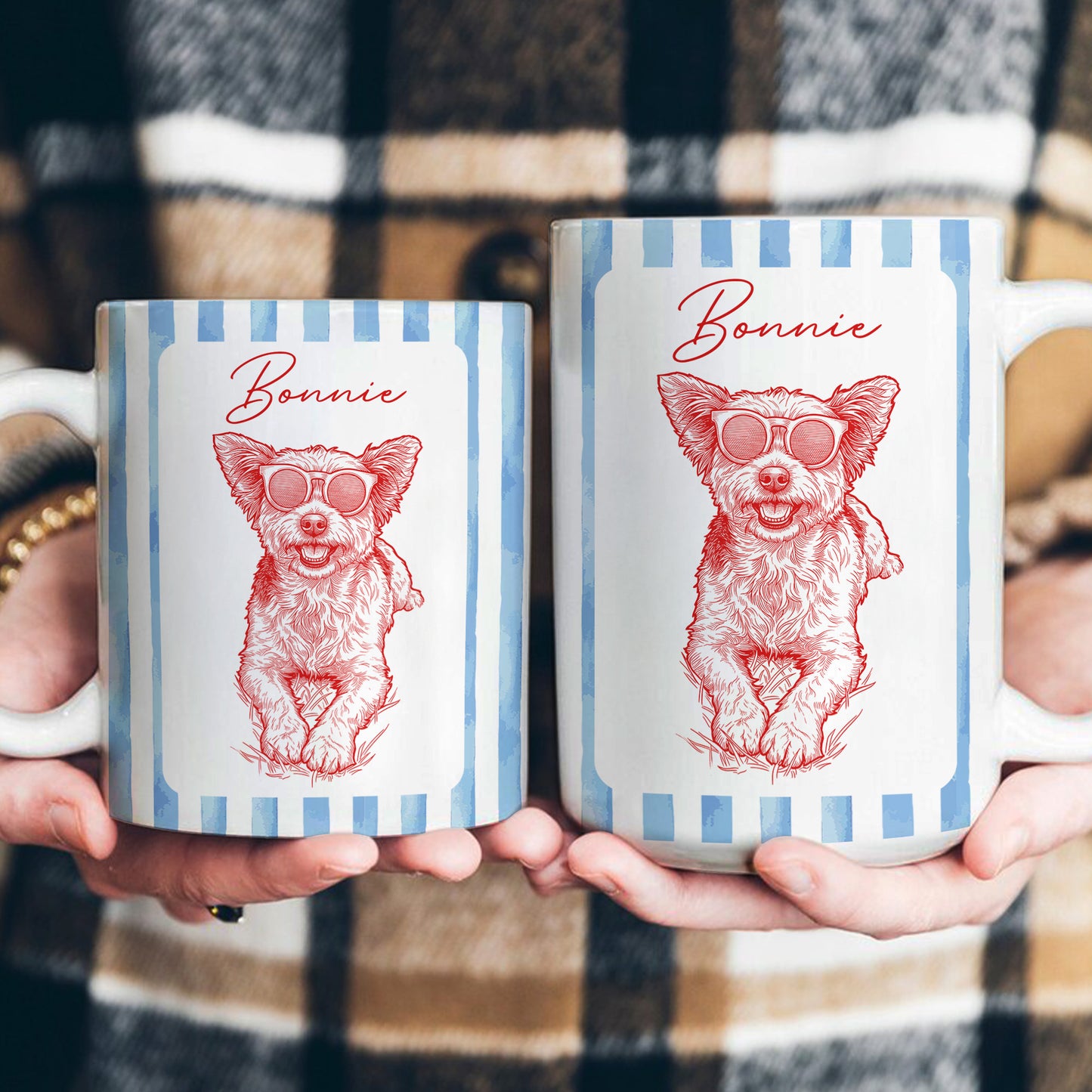 Custom-Pet-Portraied-Sketch-Line-Art-Striped-Pattern-Personalized-Mug-3