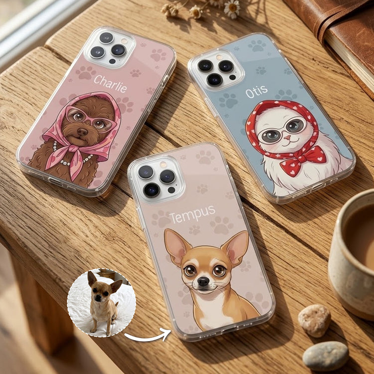 Custom-Pet-Portrait-Cartoon-Art-Gift-For-Pet-Lovers-Personalized-Phone-Case-1