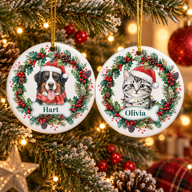 Custom-Pet-Portrait-Christmas-Watercolor-Art-Personalized-Ornament-2