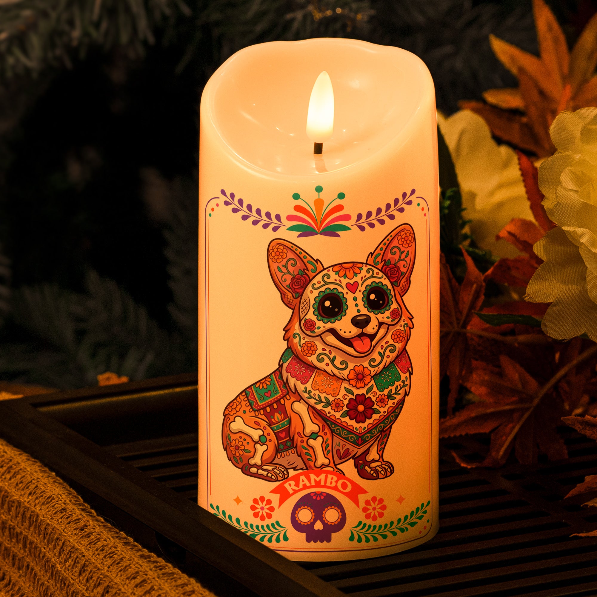 Custom-Pet-Portrait-Day-Of-The-Dead-Mexican-Hispanic-Style--Personalized-Candles-2