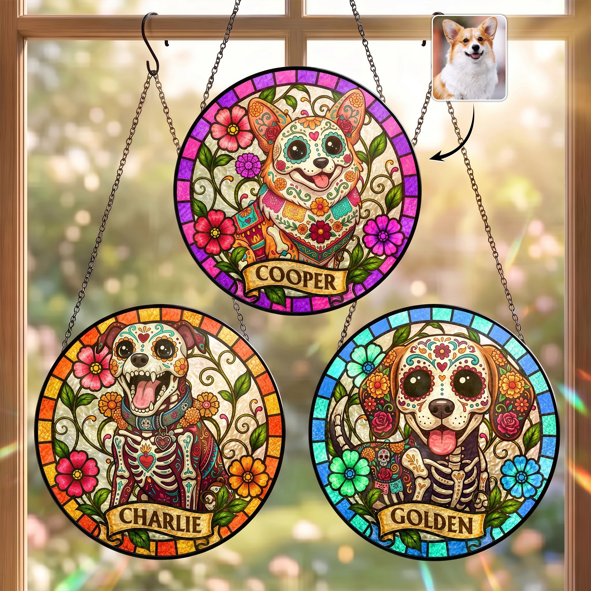 Custom-Pet-Portrait-Day-Of-The-Dead-Style-Personalized-Window-Hanging-Suncatcher-1