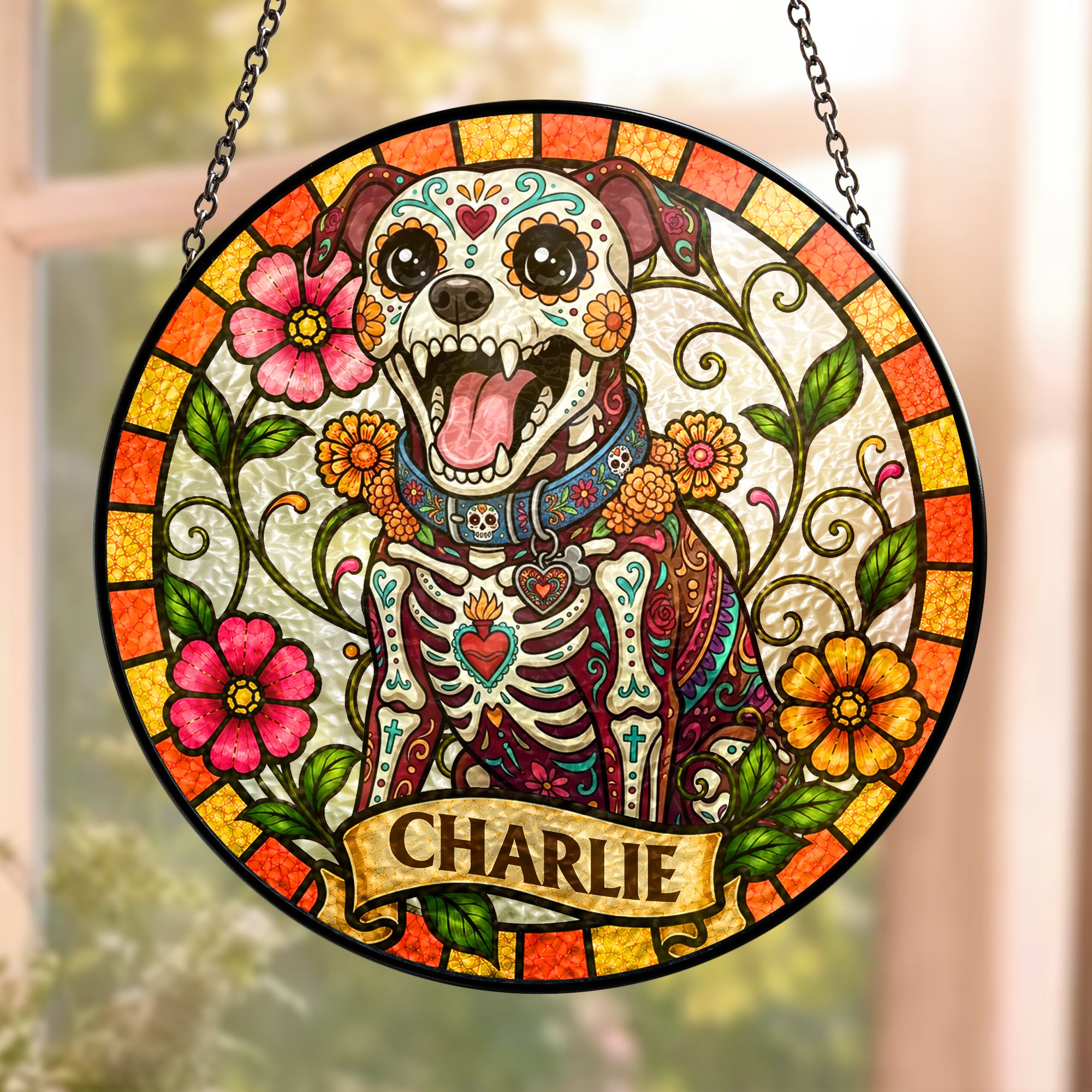 Custom-Pet-Portrait-Day-Of-The-Dead-Style-Personalized-Window-Hanging-Suncatcher-2