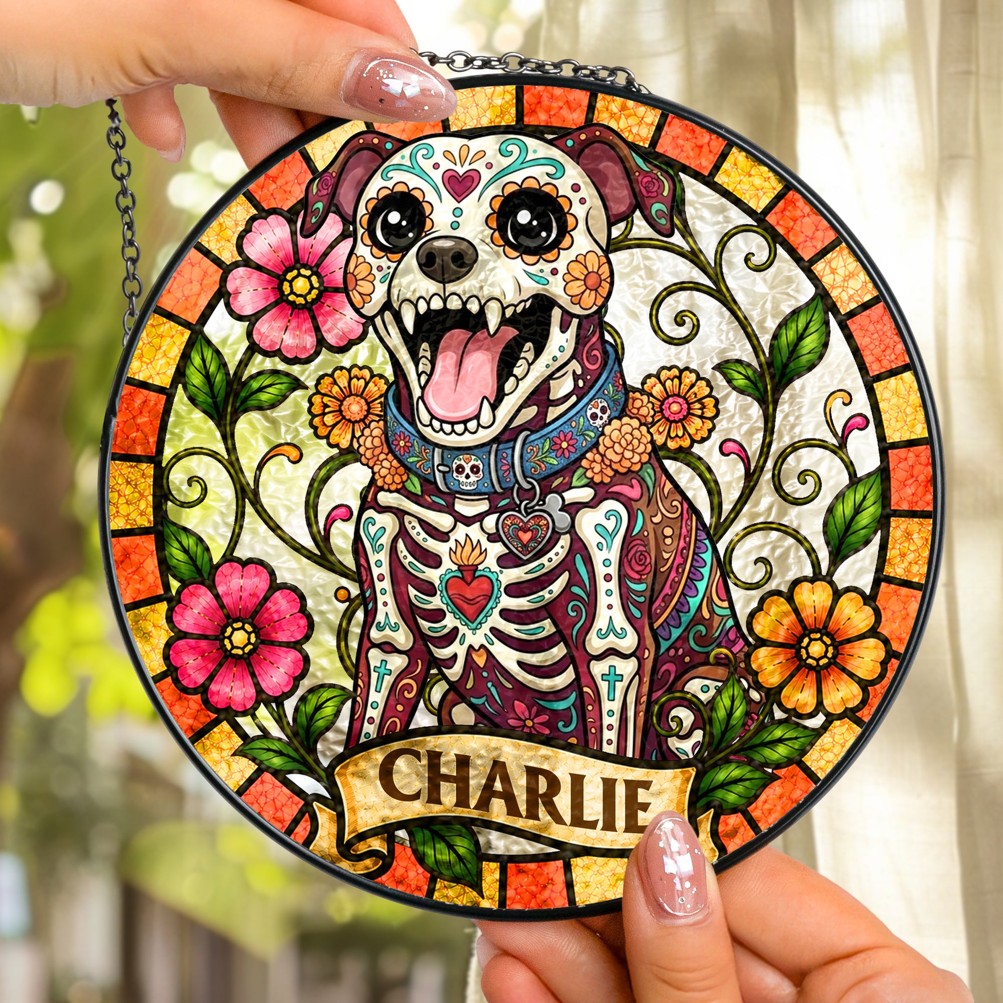 Custom-Pet-Portrait-Day-Of-The-Dead-Style-Personalized-Window-Hanging-Suncatcher-3