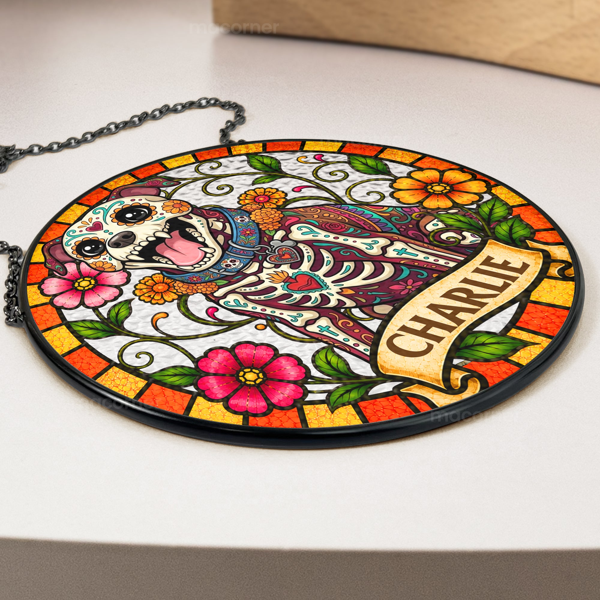 Custom-Pet-Portrait-Day-Of-The-Dead-Style-Personalized-Window-Hanging-Suncatcher-4