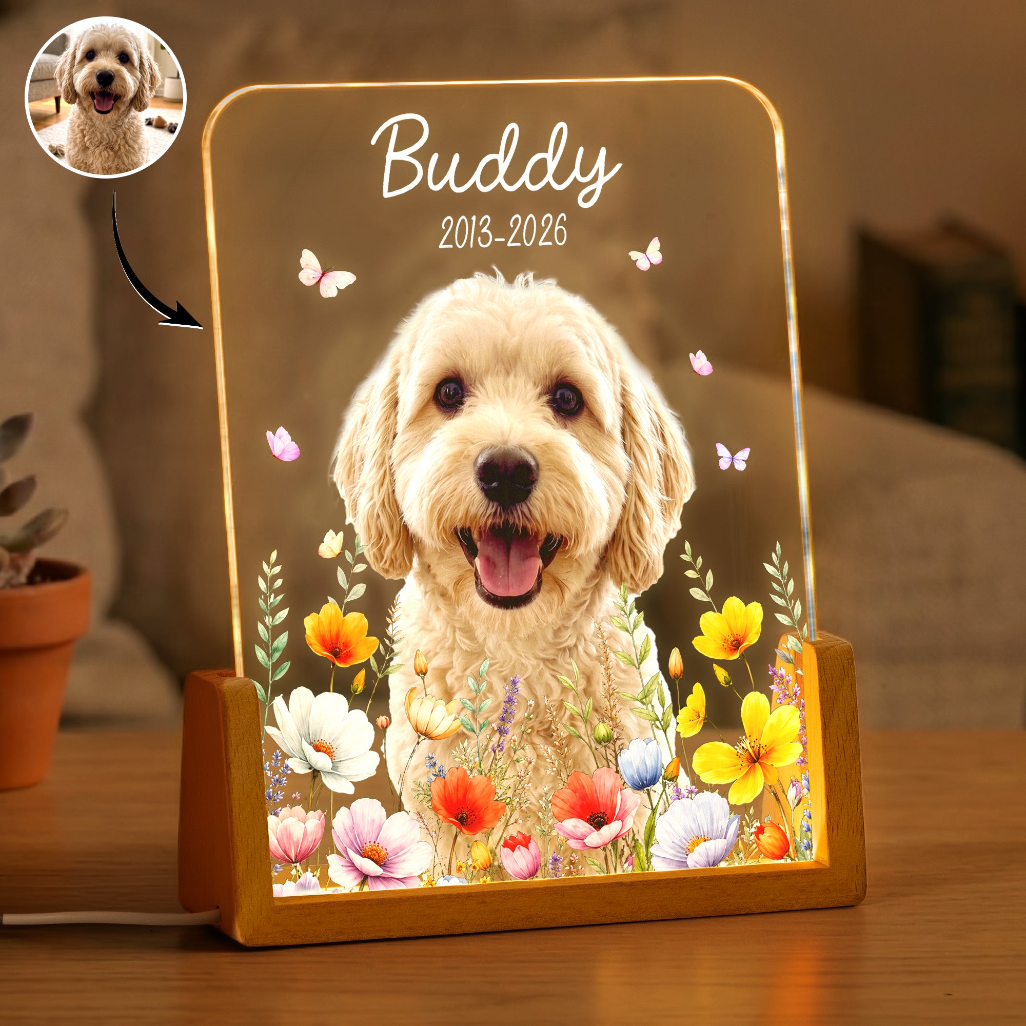 Custom-Pet-Portrait-Floral-Memorial-Gift-For-Pet-Owners-Personalized-Night-Light-1
