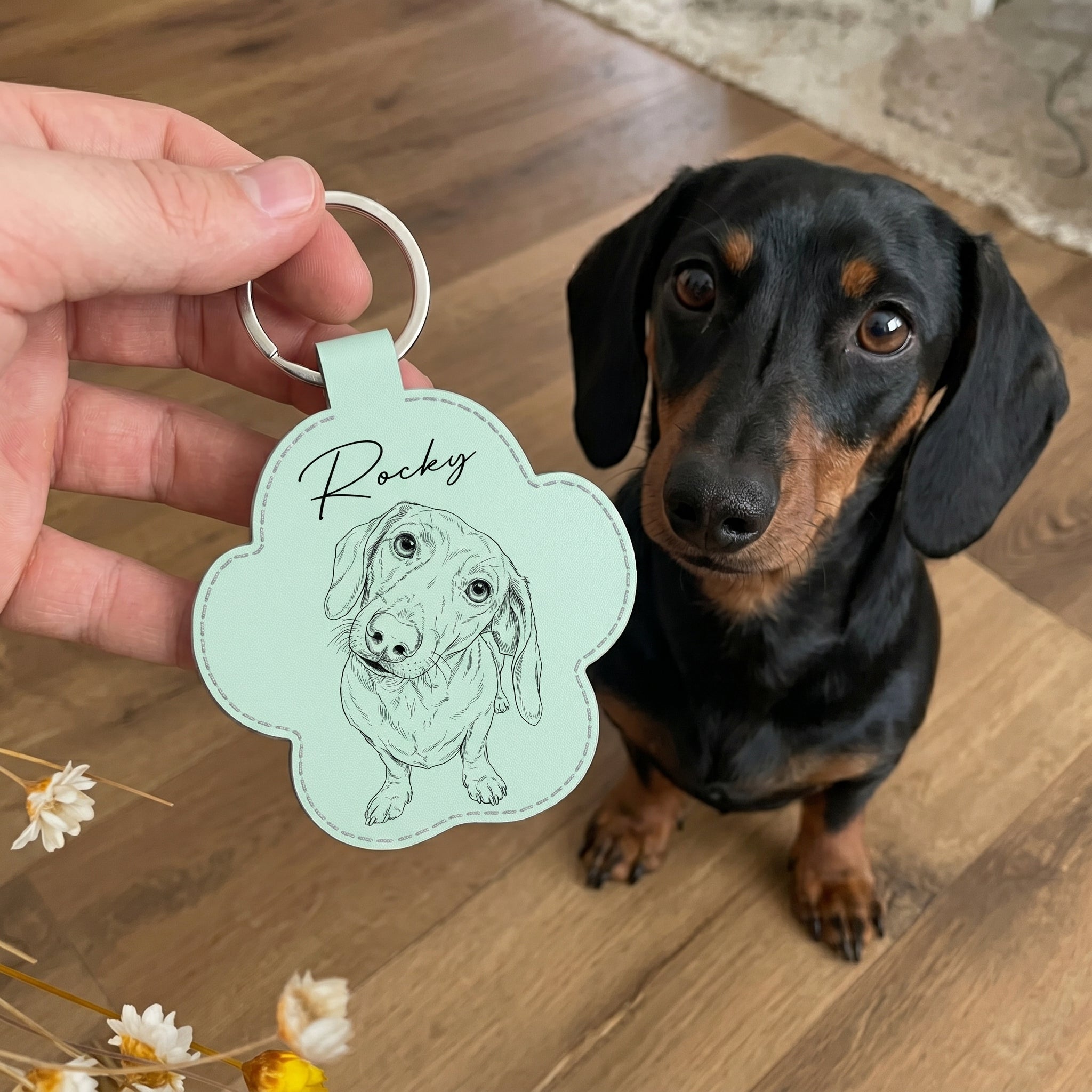 Custom-Pet-Portrait-Gift-For-Dog-Lover-Cat-Lover-Sketch-Style-Personalized-Keychain-2