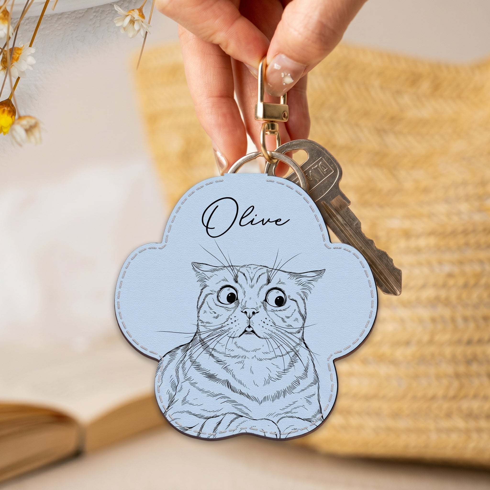 Custom-Pet-Portrait-Gift-For-Dog-Lover-Cat-Lover-Sketch-Style-Personalized-Keychain-4
