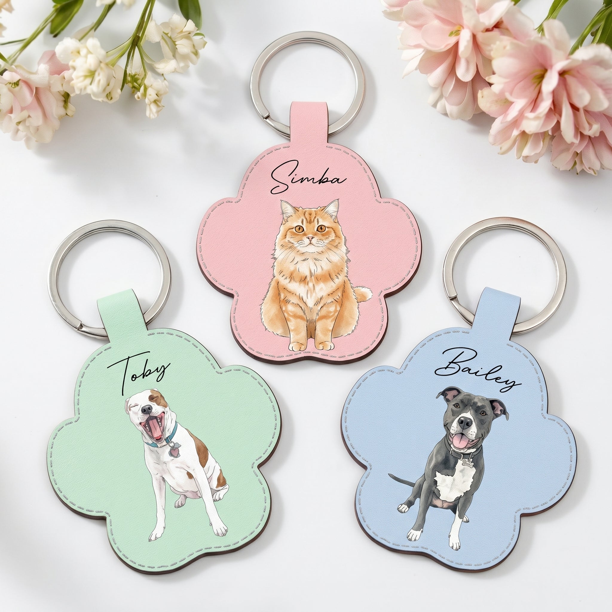 Custom-Pet-Portrait-Gift-For-Dog-Lover-Cat-Lover-Watercolor-Personalized-Keychain-2