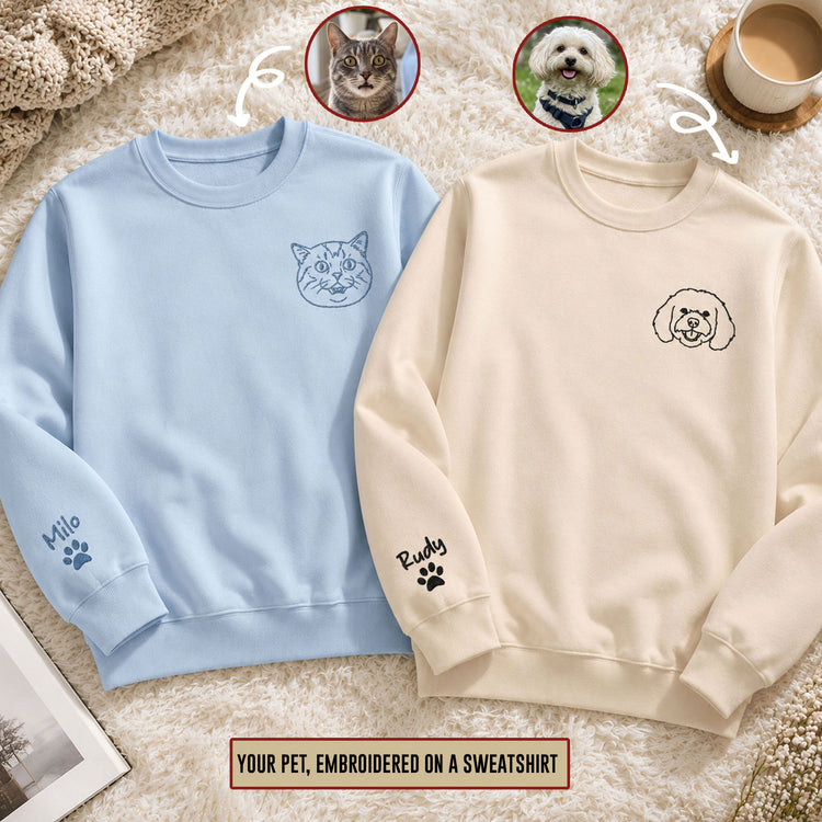 Custom-Pet-Portrait-Line-Art-Embroidered-Shirt-Personalized-Shirt