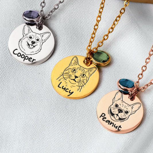 Custom-Pet-Portrait-Line-Art-Memorial-Gift-For-Dog-Mom-Cat-Mom-Personalized-Necklace-1