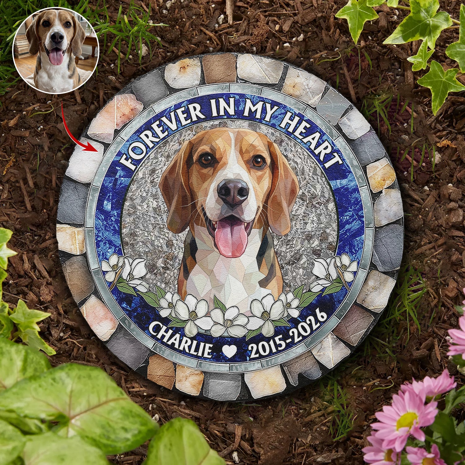 Custom-Pet-Portrait-Memorial-Gift-Forever-In-My-Heart-Stained-Glass-Style-Personalized-Garden-Stone-1