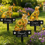 Custom-Pet Portrait Memorial Stained Glass Sunflower - Personalized Garden Stake 1