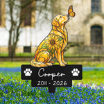 Custom-Pet Portrait Memorial Stained Glass Sunflower - Personalized Garden Stake 2