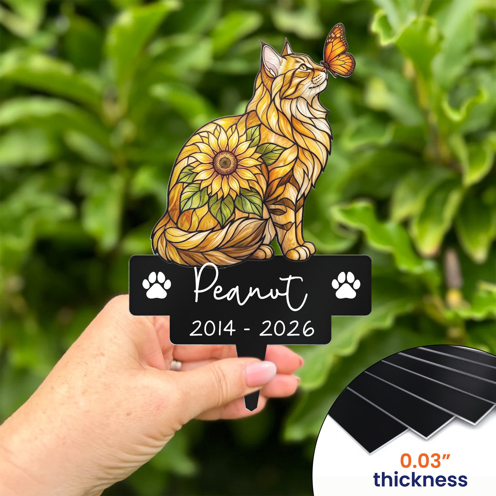 Custom-Pet Portrait Memorial Stained Glass Sunflower - Personalized Garden Stake 4