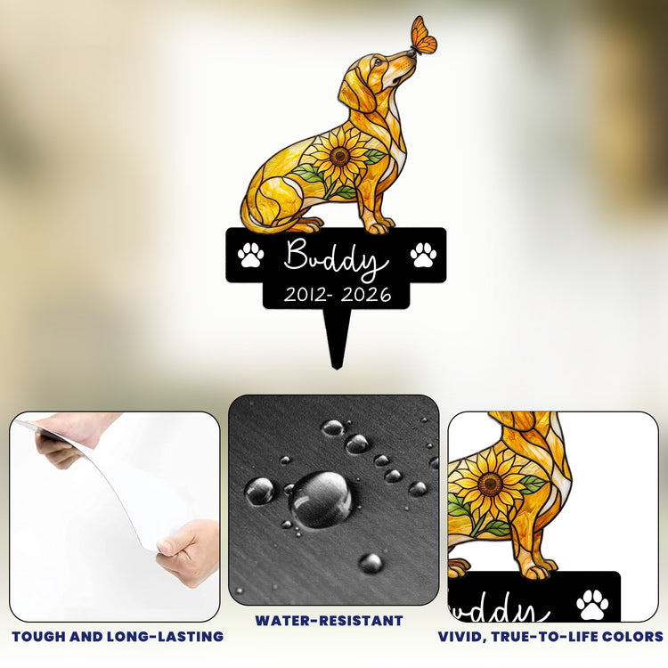 Custom-Pet Portrait Memorial Stained Glass Sunflower - Personalized Garden Stake 7