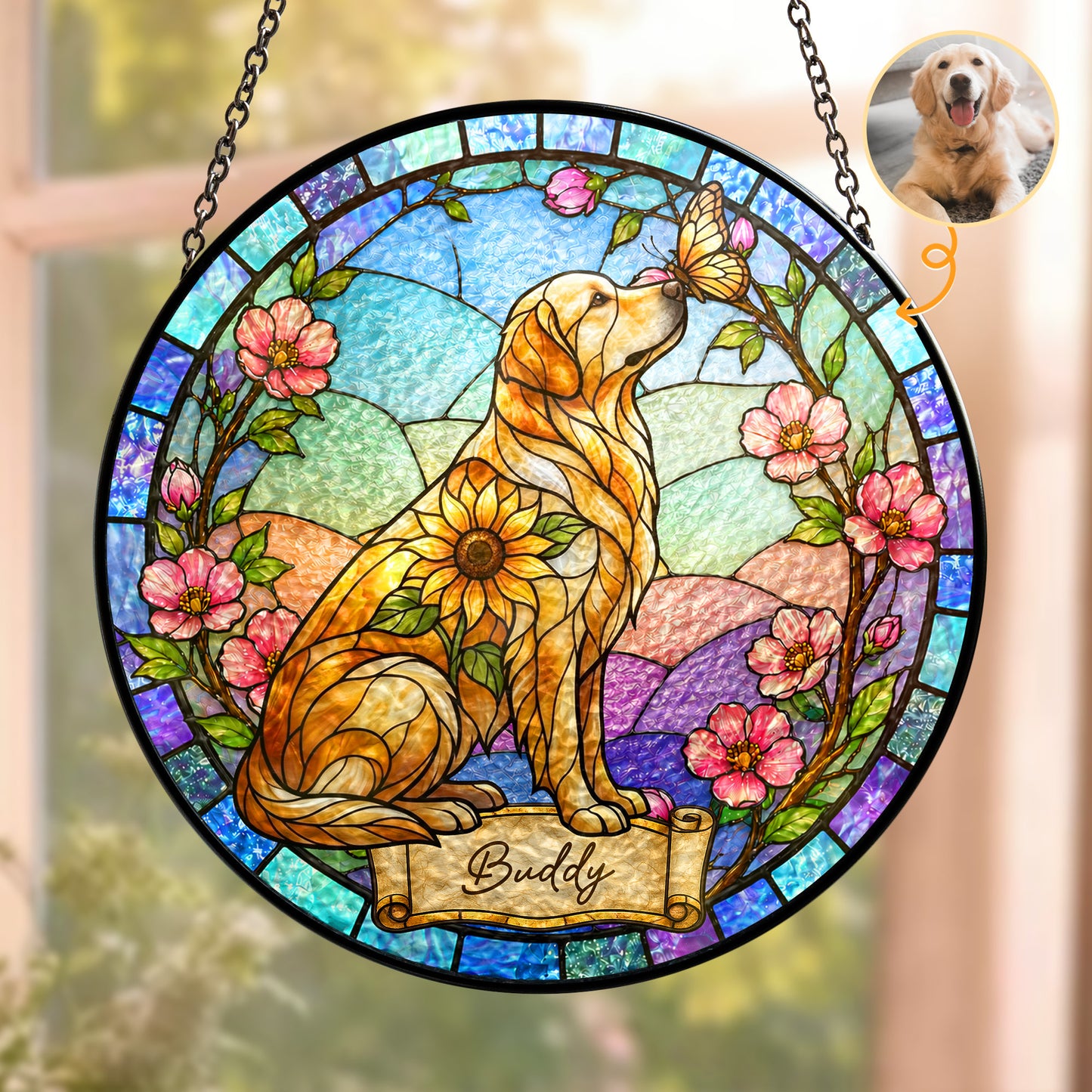 Custom-Pet-Portrait-Memorial-Sunflower-Personalized-Window-Hanging-Suncatcher-1