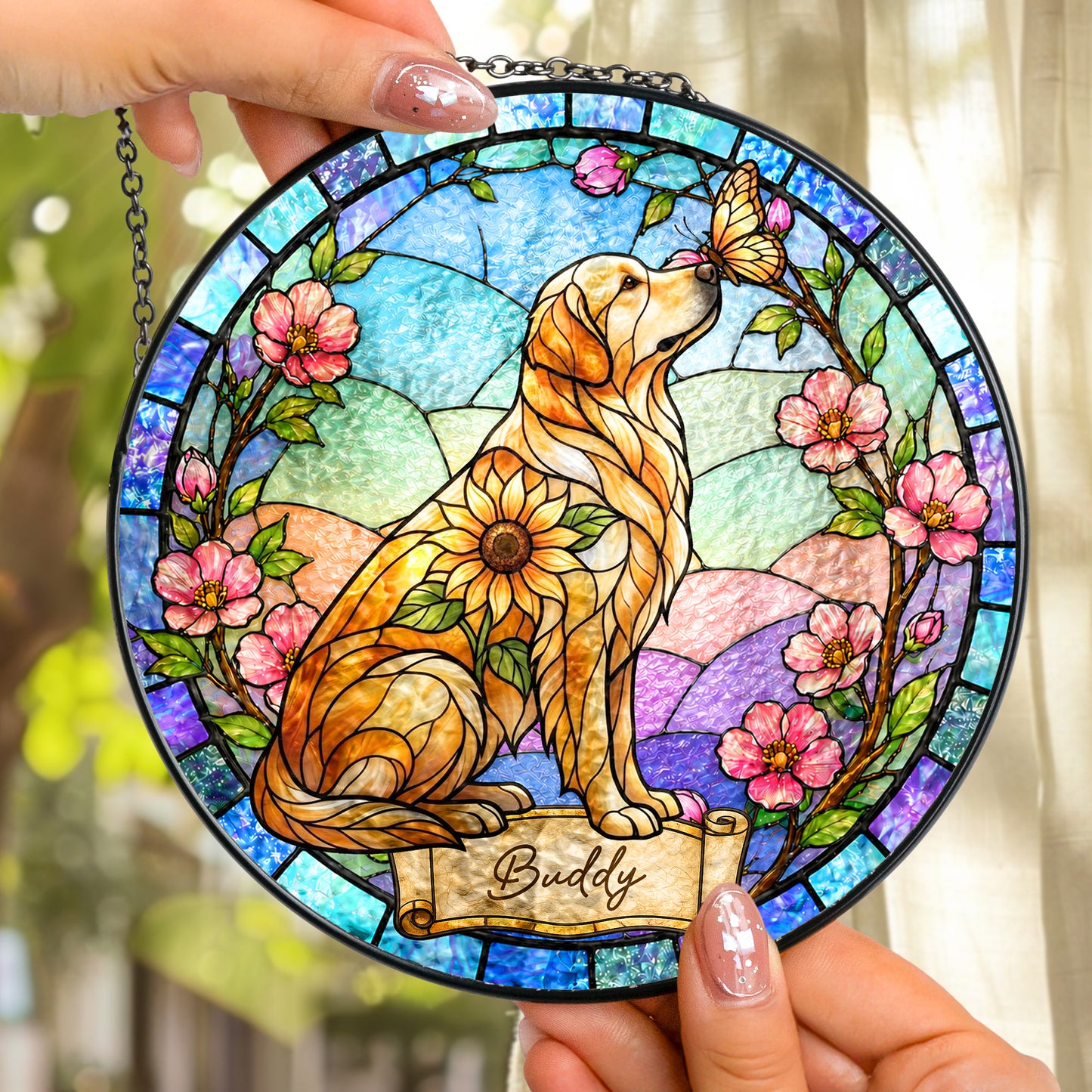 Custom-Pet-Portrait-Memorial-Sunflower-Personalized-Window-Hanging-Suncatcher-2