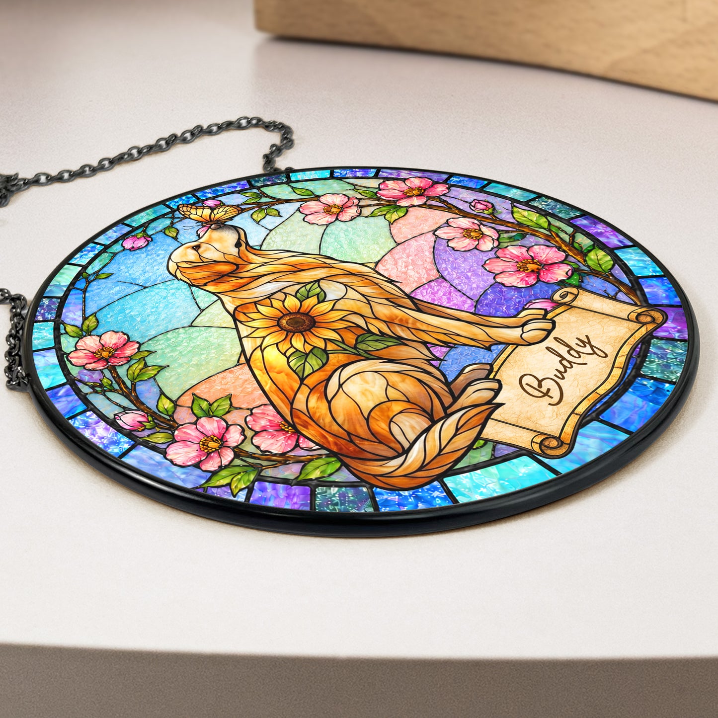 Custom-Pet-Portrait-Memorial-Sunflower-Personalized-Window-Hanging-Suncatcher-4