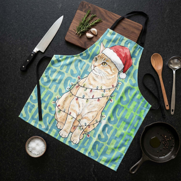 Custom-Pet-Portrait-&-Name-Watercolor-Style-Kitchen-Apron-For-Her-Personalized-Apron-2