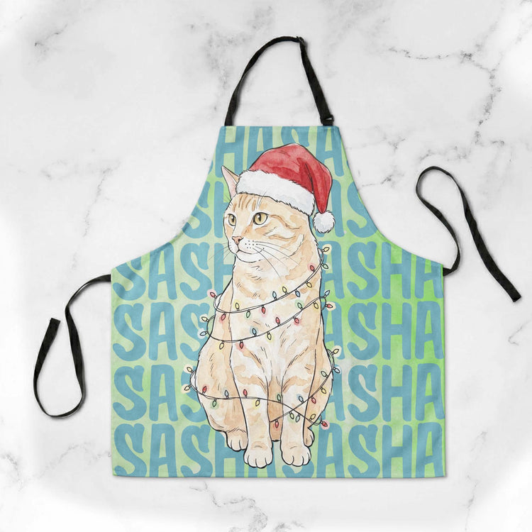 Custom-Pet-Portrait-&-Name-Watercolor-Style-Kitchen-Apron-For-Her-Personalized-Apron-7