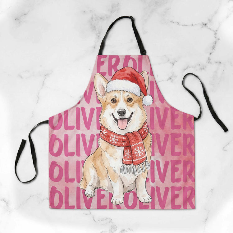 Custom-Pet-Portrait-&-Name-Watercolor-Style-Kitchen-Apron-For-Her-Personalized-Apron-9